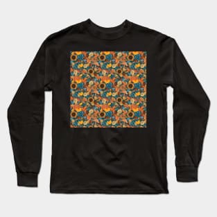 Autumn Botanicals on Mossy Blue Long Sleeve T-Shirt